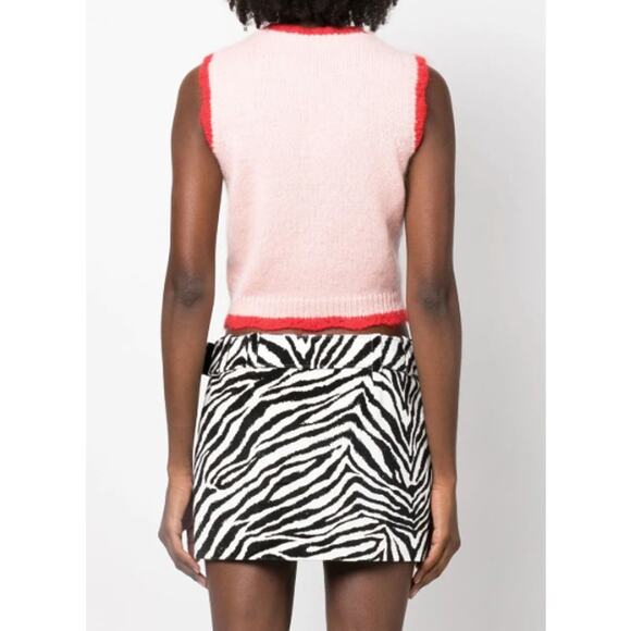 Alessandra Rich Pink Strawberry Intarsia Knitted Sweater Vest - Picture 5 of 10